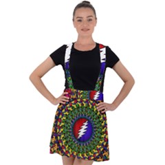 Grateful Dead Bear Pattern Velvet Suspender Skater Skirt