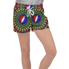 Grateful Dead Bear Pattern Women s Velour Lounge Shorts by Maspions