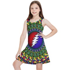 Grateful Dead Bear Pattern Kids  Lightweight Sleeveless Dress