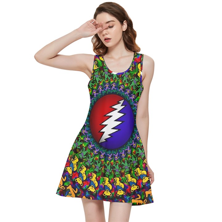 Grateful Dead Bear Pattern Inside Out Racerback Dress