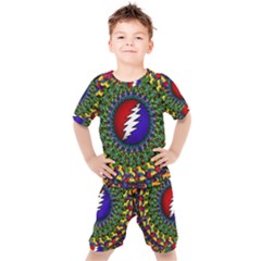 Grateful Dead Bear Pattern Kids  T-shirt And Shorts Set by Maspions