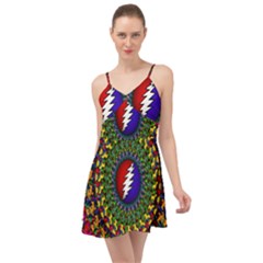 Grateful Dead Bear Pattern Summer Time Chiffon Dress