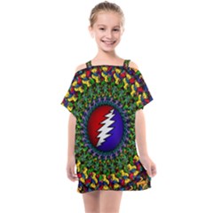 Grateful Dead Bear Pattern Kids  One Piece Chiffon Dress