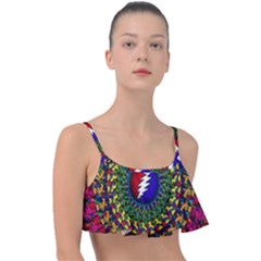 Grateful Dead Bear Pattern Frill Bikini Top