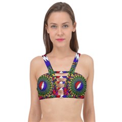 Grateful Dead Bear Pattern Cage Up Bikini Top