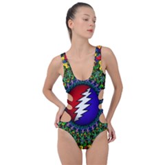 Grateful Dead Bear Pattern Side Cut Out Swimsuit