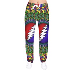 Grateful Dead Bear Pattern Women Velvet Drawstring Pants