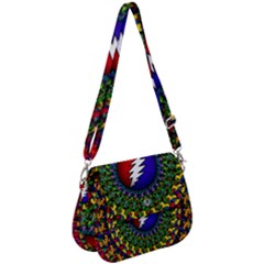 Grateful Dead Bear Pattern Saddle Handbag