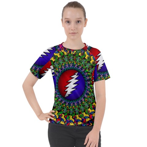 Grateful Dead Bear Pattern Women s Sport Raglan T-shirt by Maspions