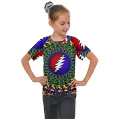 Grateful Dead Bear Pattern Kids  Mesh Piece T-shirt