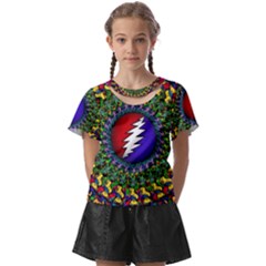 Grateful Dead Bear Pattern Kids  Front Cut T-shirt