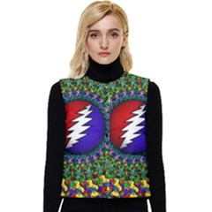 Grateful Dead Bear Pattern Women s Button Up Puffer Vest