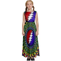 Grateful Dead Bear Pattern Kids  Satin Sleeveless Maxi Dress