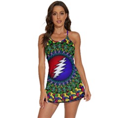 Grateful Dead Bear Pattern 2-in-1 Flare Activity Dress