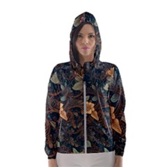 Floral Seamless Pattern Decorative Women s Hooded Windbreaker