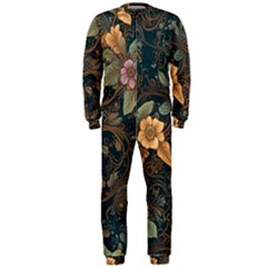 Floral Seamless Pattern Decorative Onepiece Jumpsuit (men)