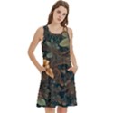 Floral Seamless Pattern Decorative Round Neck Sleeve Casual Dress With Pockets View2