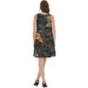 Floral Seamless Pattern Decorative Round Neck Sleeve Casual Dress With Pockets View4