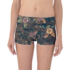 Floral Seamless Pattern Decorative Reversible Boyleg Bikini Bottoms by Paksenen