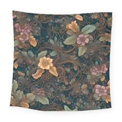 Floral Seamless Pattern Decorative Square Tapestry (large) by Paksenen