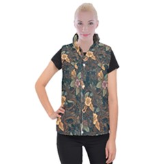 Floral Seamless Pattern Decorative Women s Button Up Vest