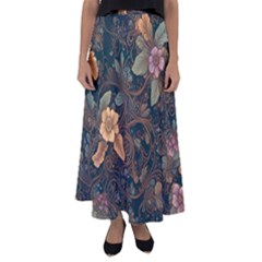 Floral Seamless Pattern Decorative Flared Maxi Skirt by Paksenen