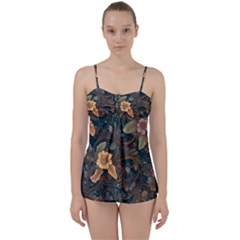 Floral Seamless Pattern Decorative Babydoll Tankini Set by Paksenen