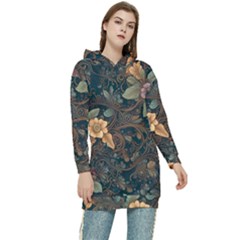 Floral Seamless Pattern Decorative Women s Long Oversized Pullover Hoodie