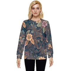 Floral Seamless Pattern Decorative Hidden Pocket Sweatshirt