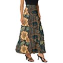 Floral Seamless Pattern Decorative Tiered Ruffle Maxi Skirt View3