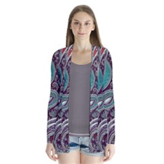 Seamless Pattern Paisley Decorative Drape Collar Cardigan by Paksenen