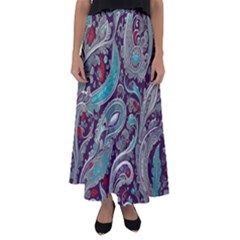 Seamless Pattern Paisley Decorative Flared Maxi Skirt by Paksenen