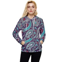 Seamless Pattern Paisley Decorative Women s Lightweight Drawstring Hoodie by Paksenen