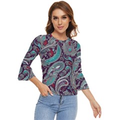 Seamless Pattern Paisley Decorative Bell Sleeve Top