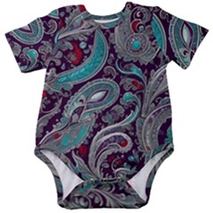 Seamless Pattern Paisley Decorative Baby Short Sleeve Bodysuit by Paksenen