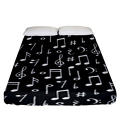 Chalk Music Notes Signs Seamless Pattern Fitted Sheet (king Size) by Ravend