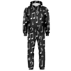 Chalk Music Notes Signs Seamless Pattern Hooded Jumpsuit (men)