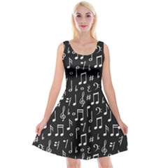 Chalk Music Notes Signs Seamless Pattern Reversible Velvet Sleeveless Dress