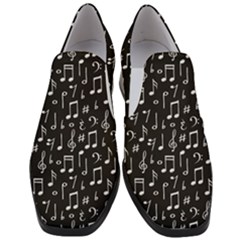 Chalk Music Notes Signs Seamless Pattern Women Slip On Heel Loafers