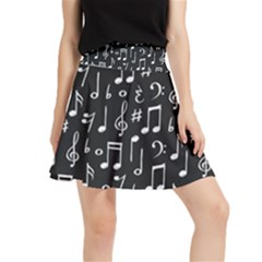 Chalk Music Notes Signs Seamless Pattern Waistband Skirt by Ravend