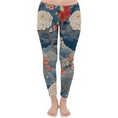 Seamless Pattern Chinoiserie Flowers Classic Winter Leggings