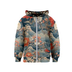 Seamless Pattern Chinoiserie Flowers Kids  Zipper Hoodie