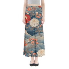 Seamless Pattern Chinoiserie Flowers Full Length Maxi Skirt by Paksenen