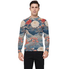 Seamless Pattern Chinoiserie Flowers Men s Long Sleeve Rash Guard by Paksenen