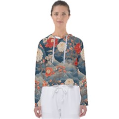 Seamless Pattern Chinoiserie Flowers Women s Slouchy Sweat