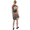 Seamless Pattern Chinoiserie Flowers Sleeveless Shirt Dress View2