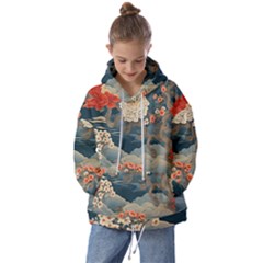 Seamless Pattern Chinoiserie Flowers Kids  Oversized Hoodie