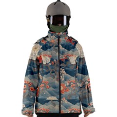 Seamless Pattern Chinoiserie Flowers Men s Zip Ski And Snowboard Waterproof Breathable Jacket