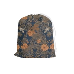 Seamless Pattern Patterns Leaves Vintage Drawstring Pouch (large)