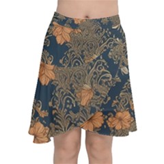 Seamless Pattern Patterns Leaves Vintage Chiffon Wrap Front Skirt